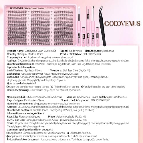 Goddvenus Lash Clusters Kit 9-14mm 300pcs Wispy Eyelash Cluster Lashes Natural DIY Lash Extension Kit Short Cluster Eyelash Extensions C Curl thumbnail 5