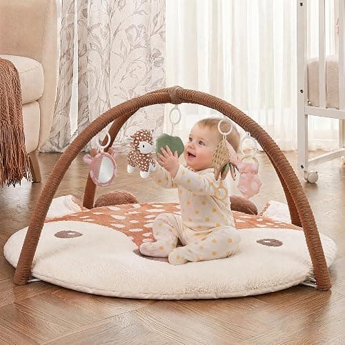 2PM SPORTS Baby Play Gym Tummy Time Play Mat with 5 Detachable Toys – Deer Theme, Machine Washable Baby Playmat for Sensory Development, Activity Mat for Newborn Infant 0-6 6-12 Months, Baby Gift thumbnail 8