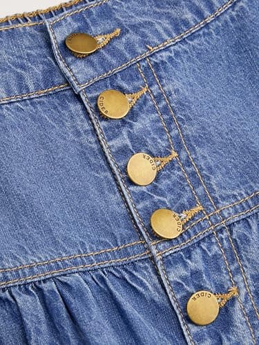 CIDER Women’s Long Jean Denim Tiered Button Down High Waisted Maxi Skirts thumbnail 5