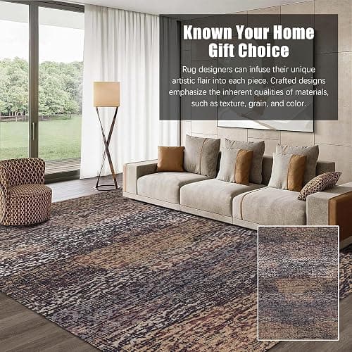 RUGSURE Washable Area Rug - 1/6 Thick - Stain & Water Resistant Non-Slip - Resistant Rug for Living Room, Bedroom, Nursery, Pet & Child Friendly, Vintage Charm Area Rugs (Rust, 5' x 7') thumbnail 3