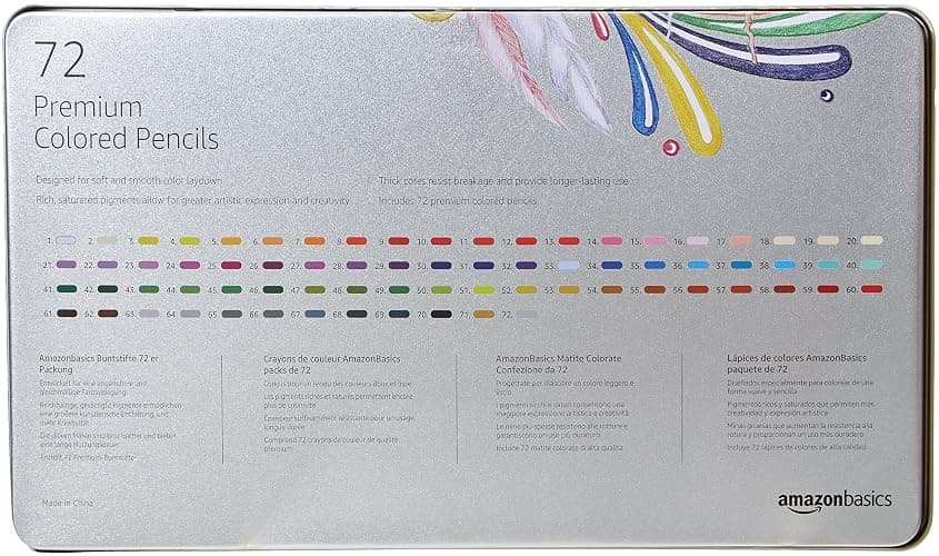Amazon Basics Colored Pencils for Coloring and Drawing, Premium, Soft Core, Back to School Supplies, 72 Count (Pack of 1), Multicolor thumbnail 7