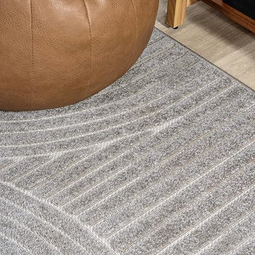 JONATHAN Y Hallie High-Low Curve Gray/Ivory Indoor/Outdoor Area Rug, 10x13, Minimalist, Pet Friendly, Non-Shedding, Stain Resistant, Hose-Washable for Backyard, Patio, Porch (SCN100A-13) thumbnail 11