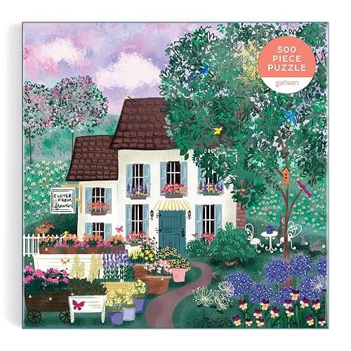 Galison Garden Path – 500 Piece Puzzle Fun and Challenging Activity with Bright and Bold Artwork of Country Cottage and Plant Path for Adults and Families thumbnail 6