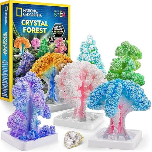 National Geographic Craft Kits for Kids - Crystal Growing Kit, Grow 6 Crystal Trees in Just 6 Hours, Educational Craft Kit with Art Supplies, Geode Specimen, STEM Arts & Crafts Kit (Amazon Exclusive) - 6-Tree Crystal Kit - Image 1