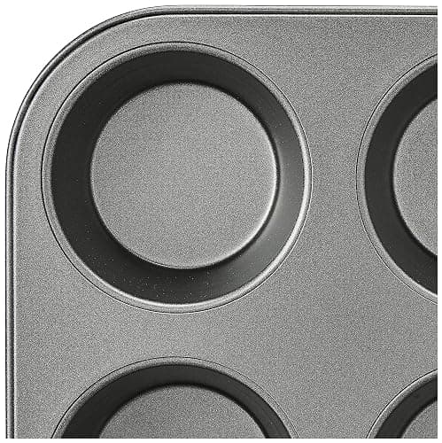 Amazon Basics Nonstick Round Muffin Baking Pan, 12 Cups, Set of 2, Gray, 13.9x10.55x1.22" thumbnail 6