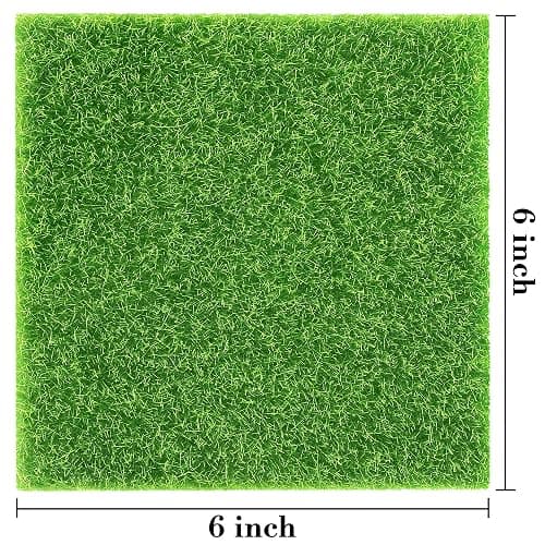 Elcoho 6 Pieces Fake Grass for Crafts Fairy Garden 6 x 6 Inches Artificial Garden Grass for Miniature Ornament Dollhouse DIY Decoration thumbnail 3