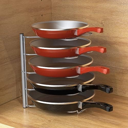 Deco Brothers Pan Organizer Rack for Kitchen Cabinet and Counter, Silver thumbnail 4