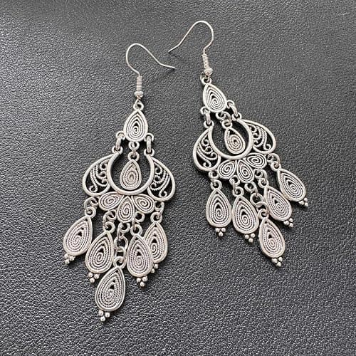 JIMARIN Unique Bohemian Vintage Bronze Chandelier Teardrop Flower Geometry Dangle Drop Earrings For Women thumbnail 7