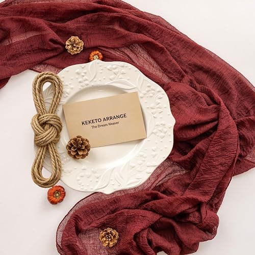 Keketoarrange Burgundy Table Runner Valentines Decor Red Cheesecloth Gauze 120 Inch 10 FT Rustic Boho Cheese Cloth Runner for Wedding Baby Bridal Shower Party Long Sheer Spring Home Decorations thumbnail 3
