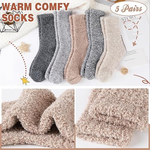 EBMORE Womens Fuzzy Socks Slipper Fluffy Cozy Comfy Cabin Plush Warm Winter Sleep Home Soft Socks thumbnail 3