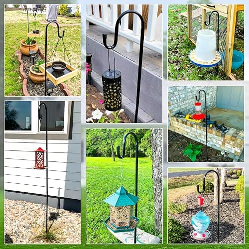 Ottsuls Shepherds Hooks for Outdoor - 60" Heavy Duty Bird Feeder Pole with 5 Prong Base, Adjustable Stand Hanger for Garden Plant, Hummingbird Feeder, Lantern Lights - Haning Wedding Decor (1 Pack) thumbnail 7