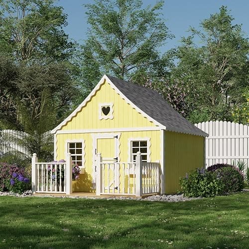 8x8 Gingerbread Cottage Playhouse with Floor, Deck and Rail, Outdoor Wood Do-It-Yourself Kit thumbnail 2