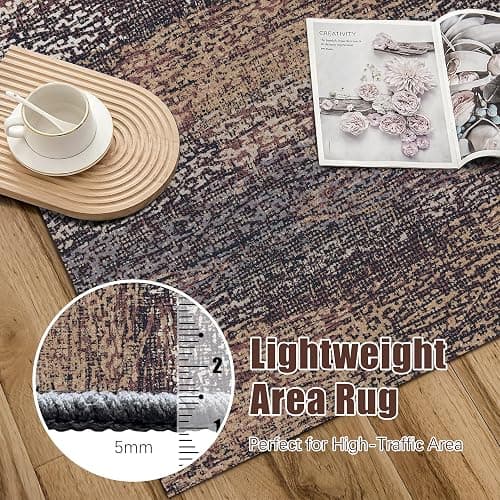 RUGSURE Washable Area Rug - 1/6 Thick - Stain & Water Resistant Non-Slip - Resistant Rug for Living Room, Bedroom, Nursery, Pet & Child Friendly, Vintage Charm Area Rugs (Rust, 5' x 7') thumbnail 6