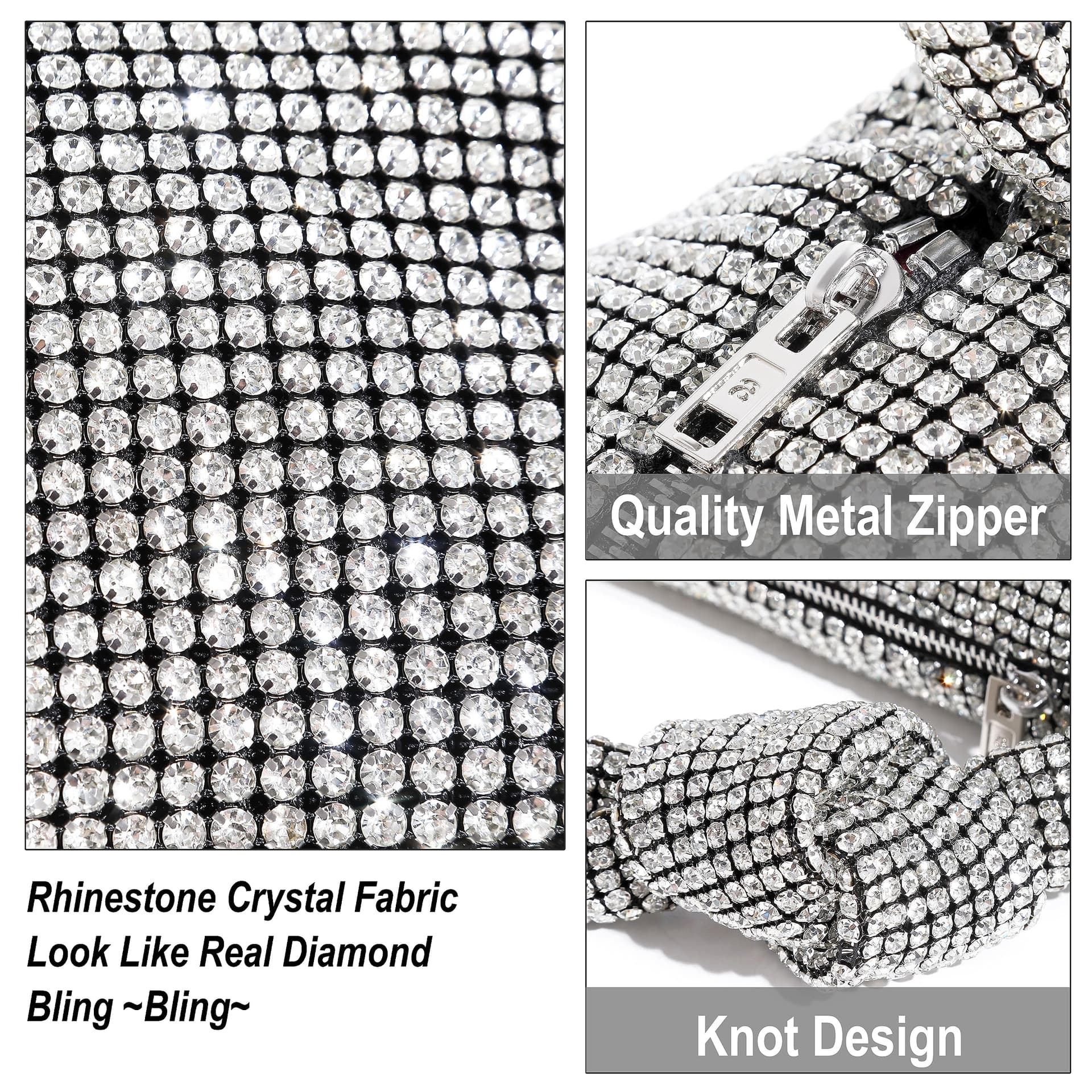 Rhinestone Purses for Women Bling Rhinestone Bag Shiny Silver Purse Evening Bag Sparkly Clutch Purses for Women thumbnail 6