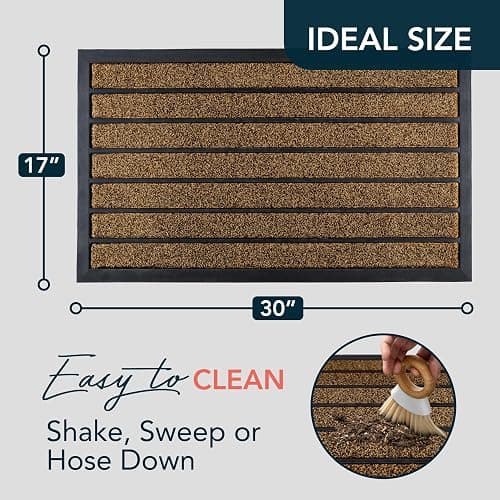 ubdyo Extra Durable Door Mat Outside Entrance (30" x 17", Bright Brown) | Dirt Trapping, Non-Slip Backing, Indoor or Outdoor Use, Welcome Mat, Low Profile, Natural Rubber, Stain Fade Resistant thumbnail 2