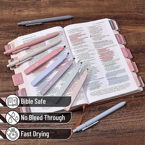 Mr. Pen- Aesthetic Highlighters and Gel Pens, 10 Pack, Morandi Colors Bible Highlighters No Bleed, Black Ink Gel Pens, Fast Dry and No Smear for Bible Journaling, Planner, School Supplies thumbnail 4