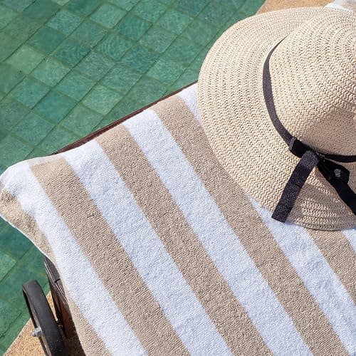 Arkwright California Cabana Stripe Beach Towel - Pack of 4, Large Soft Quick Dry Cotton Terry Towels Set for Pool, Swim, and Hot Tub, Oversized 30 x 70 in, Beige thumbnail 5