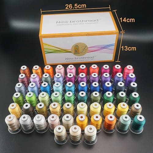 New brothread 63 Colors Compatible with Brother Polyester Embroidery Machine Thread Kit 500M (550Y) Each Spool Compatible with Brother Babylock Janome Singer Pfaff Bernina Embroidery Sewing Machine thumbnail 2