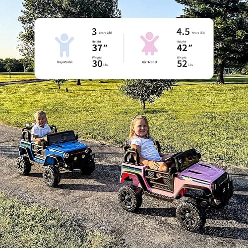 Hikiddo 24V Kids Ride on Car, Kids Electric Vehicles Car Ride on Toy Truck for Toddlers 3-5 w/Remote Control, 400W Motor - Blue thumbnail 3