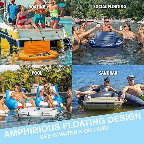 CUDDY Crawler Cooler with Wheels – 40 QT Amphibious Floating Cooler and Dry Storage Vessel - Orange, Navy, Tan, or White - Tan thumbnail 4