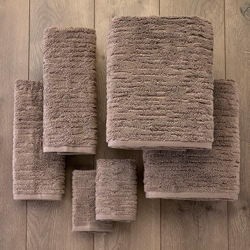 SKL Home CloudSoft 100% Cotton Luxury 6-Piece Towel Set, 600 GSM, Ultra Plush & Absorbent - 2 Bath Towels, 2 Hand Towels, 2 Washcloths, Mink Brown thumbnail 4