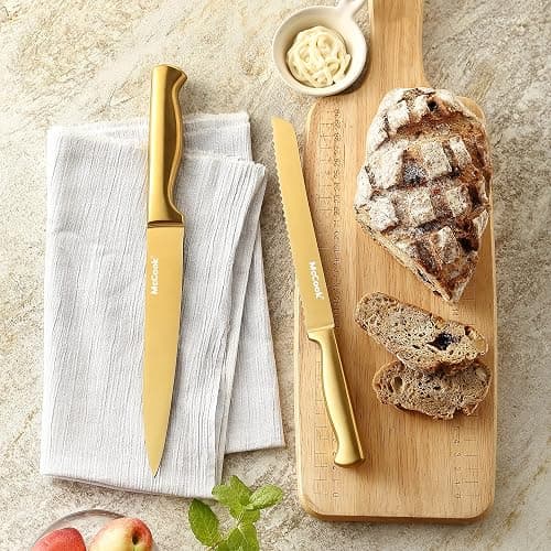 McCook® Knife Sets, Golden Titanium Stainless Steel Kitchen Knife Block Sets with Built-in Sharpener thumbnail 7