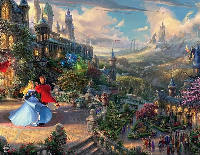 Ceaco - 4 in 1 Multipack - Thomas Kinkade - Disney Dreams Collection - Tangled, Sleeping Beauty, Peter Pan, & Mickey and Minnie - (4) 500 Piece Jigsaw Puzzles, 18 x 14 thumbnail 4