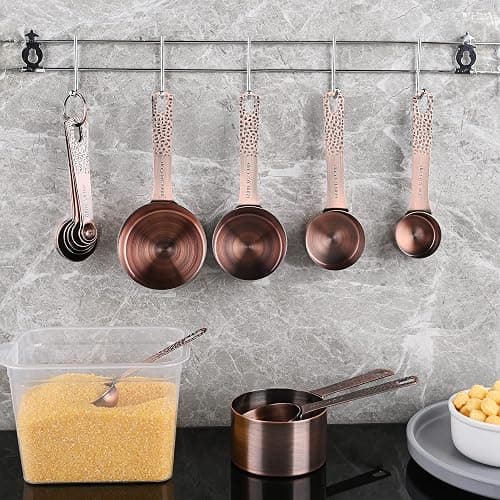 Smithcraft Copper Measuring Cups and Spoons Set, Metric & US Stainless Steel 5 Measuring Cups and 6 Measuring Spoons for Baking & Kitchen thumbnail 8