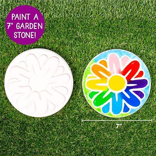 Creative Roots Mosaic Flower Garden Stepping Stone Kit, Includes 7-Inch Ceramic Stone & 6 Vibrant Paints, DIY Stepping Stone Kit for Kids Ages 6+ thumbnail 7
