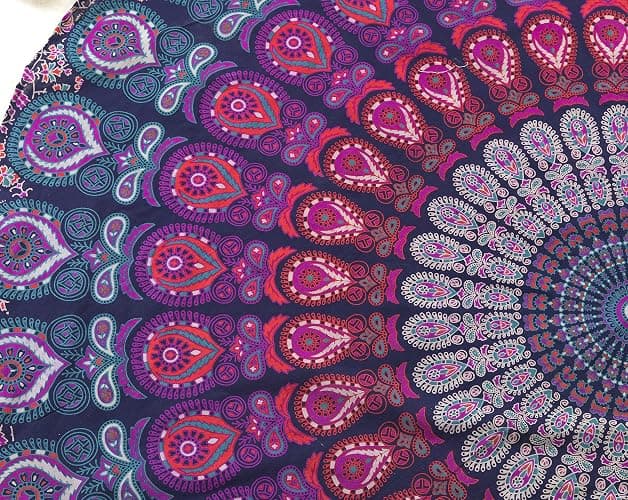 Popular Handicrafts Round Tapestry with Tassel Wall Hanging Ombre Hippie Mandala Bohemian Hippy Intricate Indian Tapestries Tablecloth 70 Inches,(178cm) Blue Multi thumbnail 9