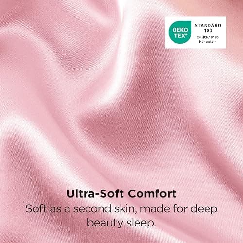 Bedsure Satin Pillowcase for Hair and Skin Queen, Similar to Silk Pillow Cases, Pillow Cases Set of 2 with Envelope Closure, Pink Christmas Room Decor Essentials, 20x30 Inches, 2pcs thumbnail 6