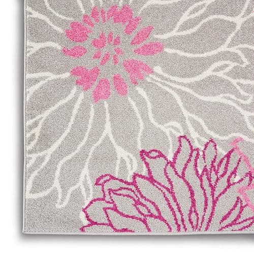 Nourison Passion Grey 2'2" x 10' Area Rug, Floral, Farmhouse, Easy Cleaning, Non Shedding, Bed Room, Living Room, Dining Room, Kitchen, (10' Runner) thumbnail 5