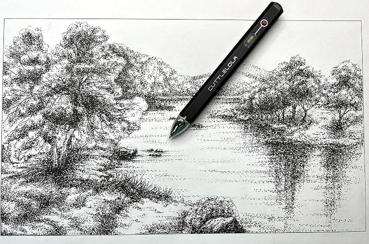 CUTTLELOLA Electric Dotspen II - the Black Knight, rechargeable pen for artists, hobbist, tatooist. Use Electric Pen for managa, sketching, stippling, pen and ink drawing,doodle etc. thumbnail 9