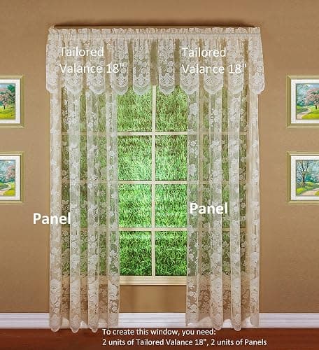 Today's Curtain Floral Vine Lace Panel 84", Ivory, 60W x 84L thumbnail 5