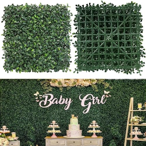 NETAP Grass Wall Panels, 10"x 10"(12pcs) 4-Layer Artificial Boxwood Faux Green Wall for Interior, Garden Party Wedding Backdrop, Indoor Outdoor Plant Wall Decor - Image 1