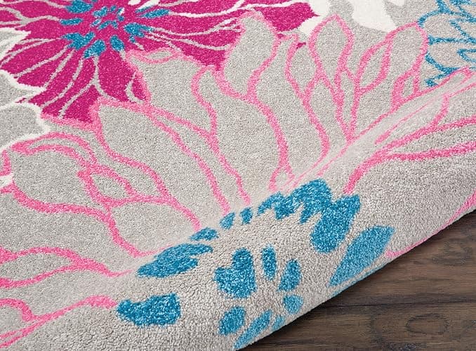 Nourison Passion Grey 2'2" x 10' Area Rug, Floral, Farmhouse, Easy Cleaning, Non Shedding, Bed Room, Living Room, Dining Room, Kitchen, (10' Runner) thumbnail 6