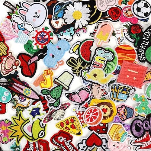 NICEVINYL Embroidered Iron-on Patches Applique: 72Pcs Random Assorted Decorative Patches Iron on/Sew on for Clothing Accessories thumbnail 4