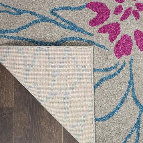 Nourison Passion Grey 2'2" x 10' Area Rug, Floral, Farmhouse, Easy Cleaning, Non Shedding, Bed Room, Living Room, Dining Room, Kitchen, (10' Runner) thumbnail 3