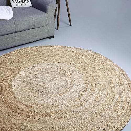 Hausattire Hand Woven Jute Braided Rug, 6’ Round – Natural, Reversible Boho Entry Area Rugs for Kitchen, Living Room I Farmhouse Decorative Floor Rug, 6 Feet Round thumbnail 7