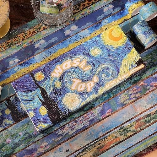 emmoolife 32 Rolls Washi Tape Set, Oil Painting Decorative Masking Tape, Van Gogh Adhesive Tape for Bullet Journal, DIY Crafts Gift, Party Decorations, Junk Journal, School Supplies thumbnail 4