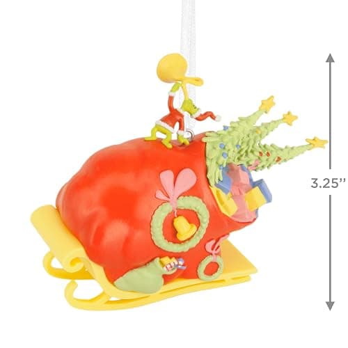 Hallmark Dr. Seuss's How The Grinch Stole Christmas! Grinch on Sleigh Christmas Ornament, Christmas Movie Gifts thumbnail 3