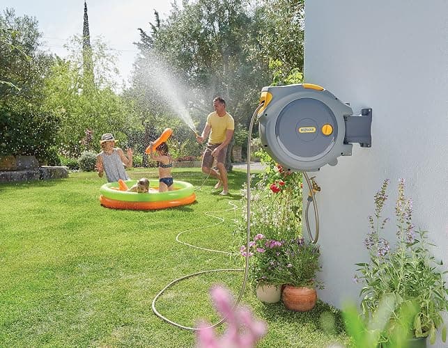HOZELOCK - Auto Reel 30m wall-mounted hose reel : Easy to Install, Lock, Auto-rewind, Ready-to-use Reel With Nozzle, Fittings, Hozelock Hose and Accessories Included - 5 Year Guarantee* [2403 0000] thumbnail 2