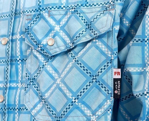BOCOMAL FR Shirts for Men Printed Plaid Flame Resistant NFPA2112/CAT2 6.5oz Lightweight Fire Retardant Shirt - Large - Pearl Snaps-blue thumbnail 5
