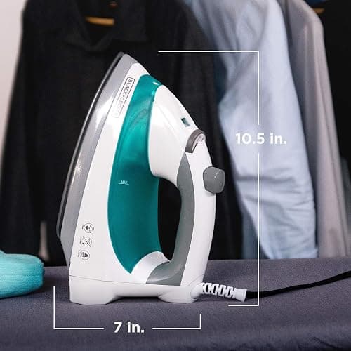 Black+Decker Lightweight Steam Iron for Clothing, Smart Steam Techology, Anti-Drip, Teal, 1200W, IR0820C thumbnail 2