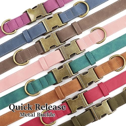 Didog Soft PU Leather Dog Collar, Stylish Quick Released Dog Collar for Large Dogs, Easy Clean Adjustable Pet Collar for Daily Walking, Blue, L Fit 15-23" Neck thumbnail 7