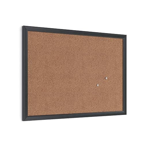 U Brands Cork Bulletin Board, 17" x 23", Black Wood Frame - Image 1