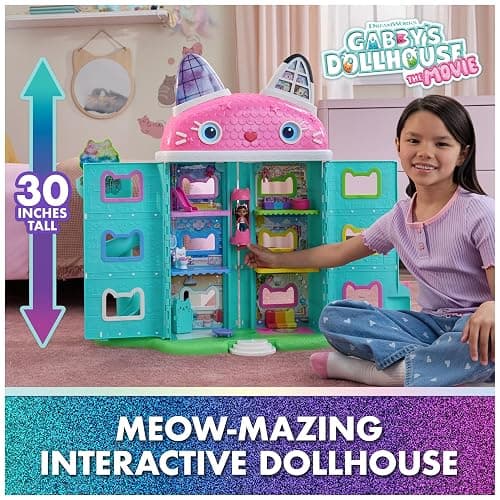 Gabby's Dollhouse: The Movie, Meow-Mazing Interactive Dollhouse, 7 Rooms, LCD Screen Eyes, Figures, Sound FX, Kids Toys for Girls & Boys Ages 3 and Up thumbnail 2