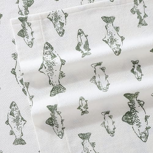 Eddie Bauer - Flannel Sheets Full Size, Anti-Pilling & Wrinkle Resistant Cotton, Touchably Soft for All-Season Comfort - Bed Sheets with Matching Pillowcases & Fitted Sheet (School of Fish Green) thumbnail 8