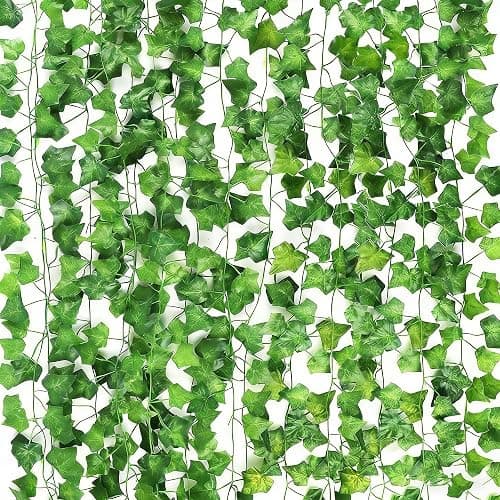 Eidoct Artificial Ivy Fake Leaves & Realistic Vines, 12 Pieces per Pack, Home Decor Wall Accents for Weddings & Parties, Backdrop Wall Decor, Flexible & Shaped-to-Fit Maintenance-Free Ivy Fake Vines - Image 1