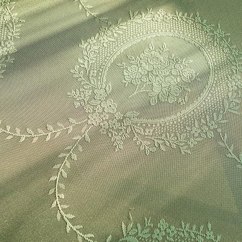 LOHUT Sage Green Lace Curtains Set of 2, Sheer Floral Panels 63 Inch Length, Vintage Boho Window Treatment with Ruffled Edge for Bedroom Living Room, Rod Pocket, W52 x L63 thumbnail 5